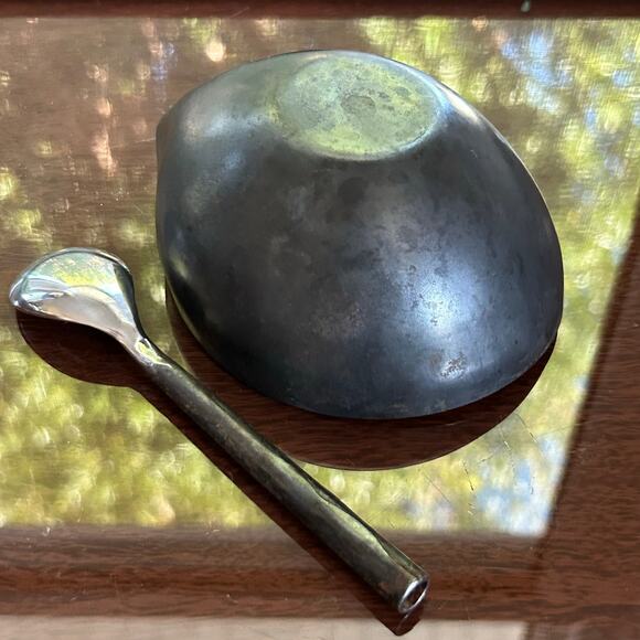 Vintage Stainless Steel Condiment Serving Bowl & Spoon Set - Picture 3 of 10